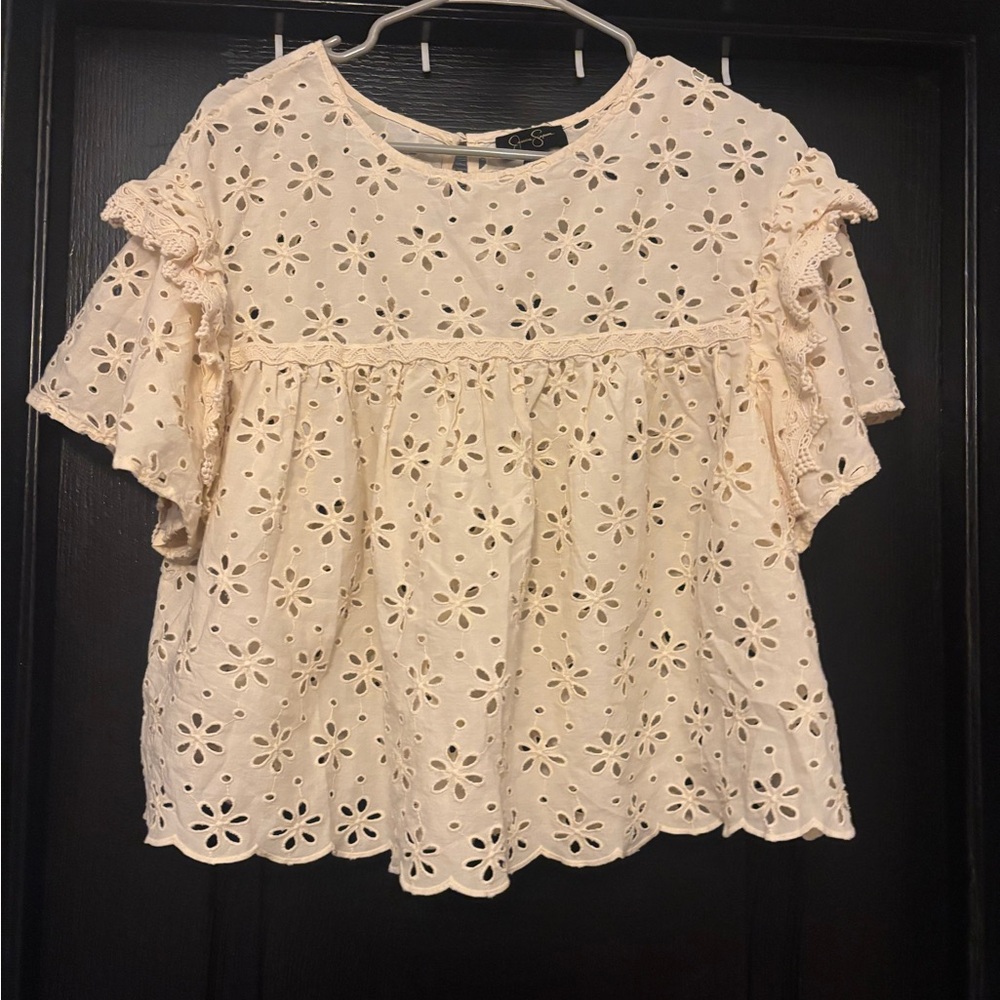 Jessica Simpson Cream Eyelet Blouse